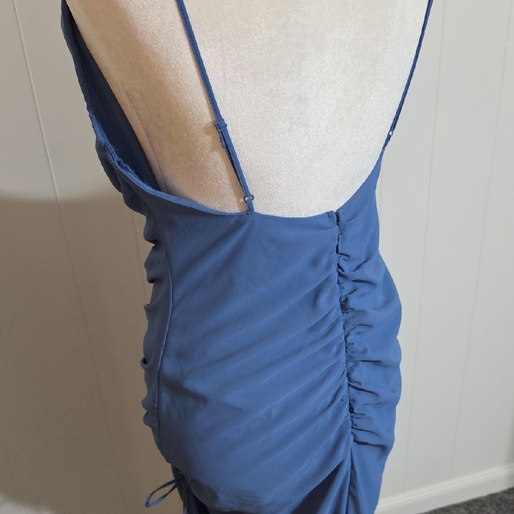 Abercrombie & Fitch Periwinkle Ruched Cowl Midi Dress - Picture 3 of 7